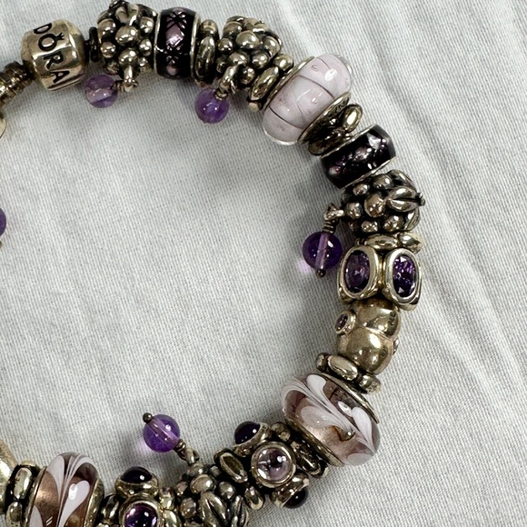 Rare Pandora Loaded 33 Bead Charm Swirl CZ 925 Sterling Silver Bracelet - Picture 3 of 9